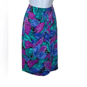 Jantzen women’s floral wrap swim skirt black green purple sz small